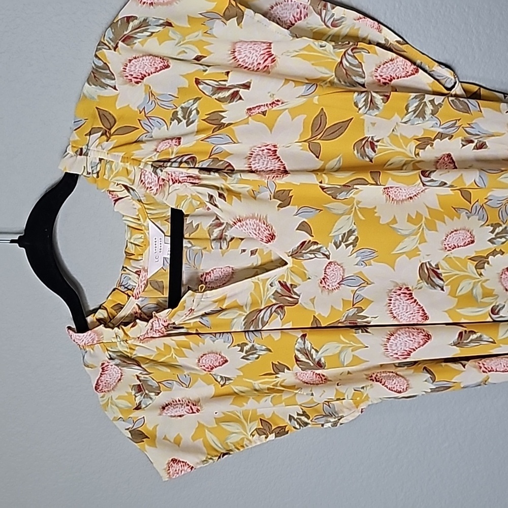 Lauren Conrad Romantic Flirty Summer Twee Yellow Floral Cap Sleeve Dress XXL - Picture 3 of 11